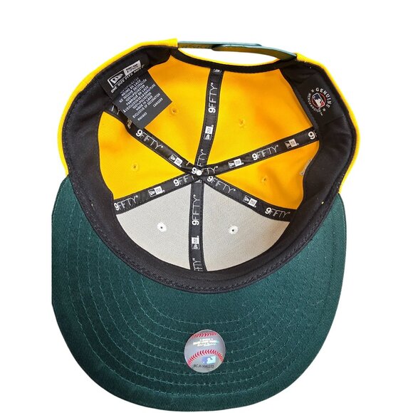 Oakland Athletics New Era 9Fifty Snapback Hat Yellow/Green Adjustable Fit - Picture 7 of 8